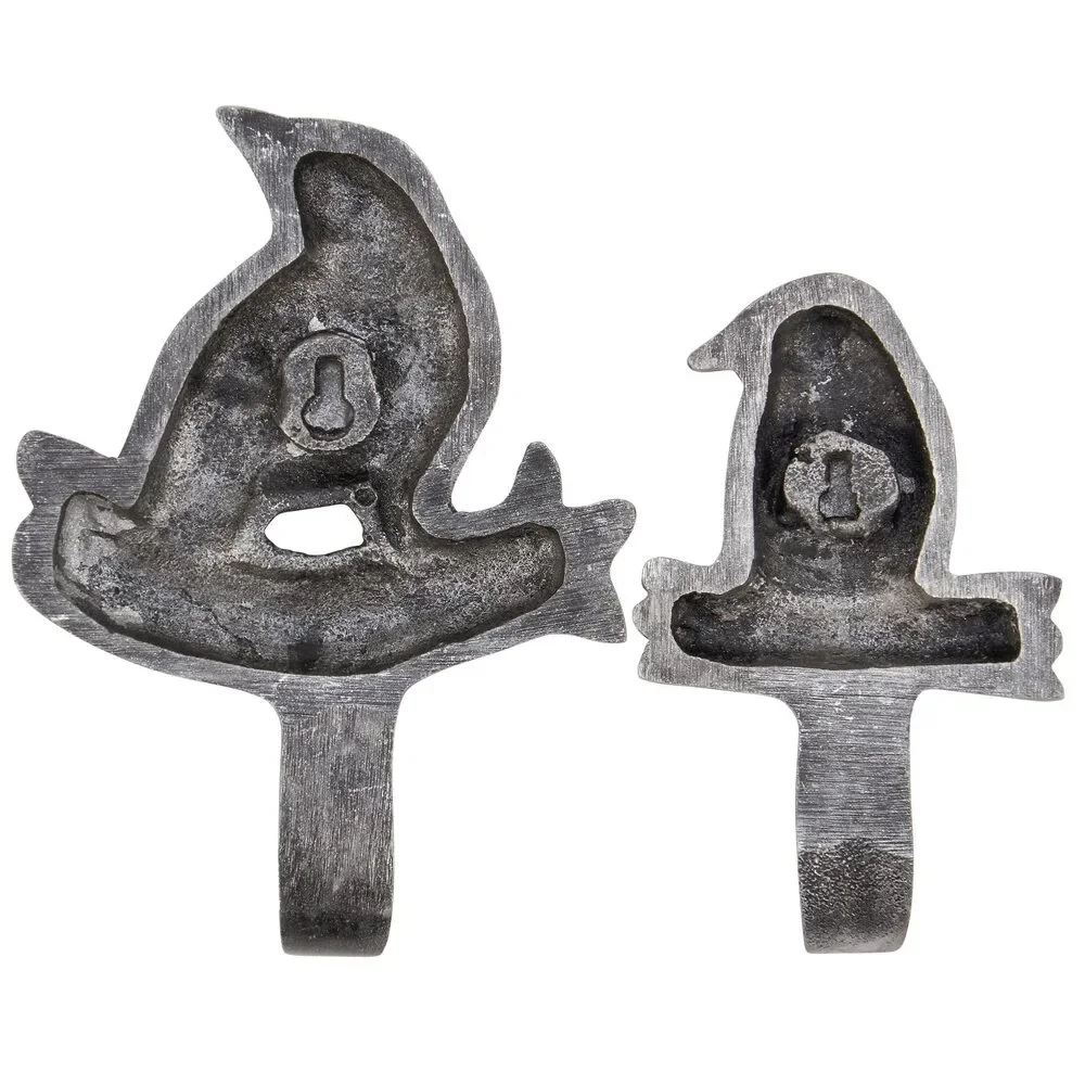 Decorative Bird Hook Set of 2 | Antique Metal Finish